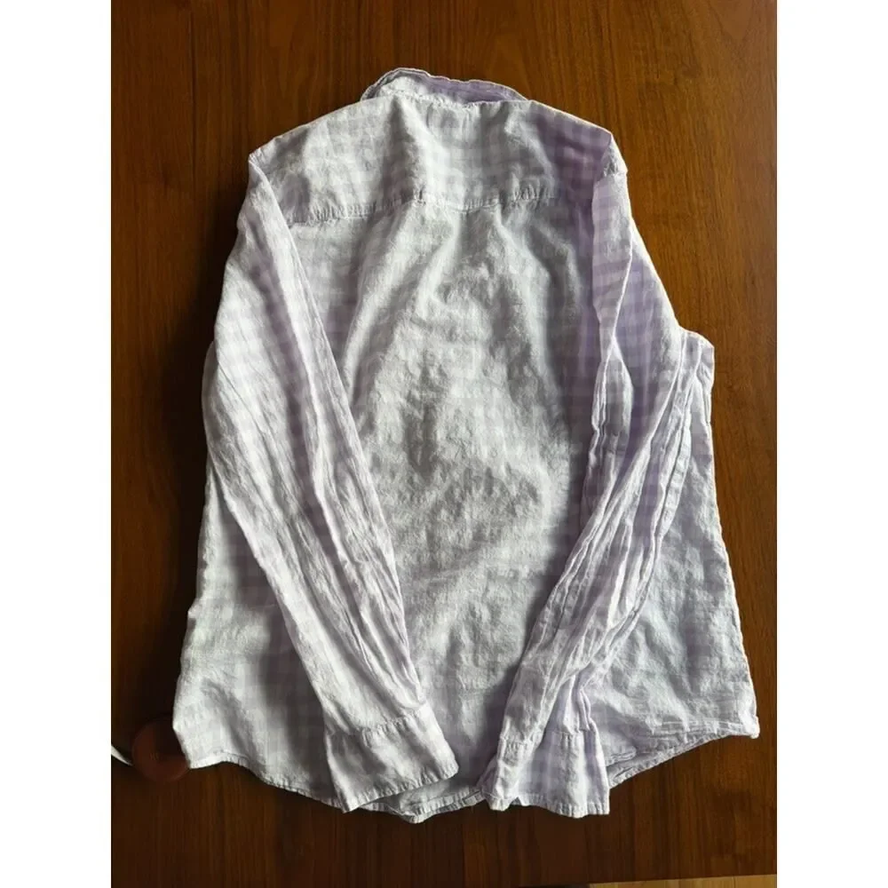J.Crew Women's Purple Gingham Cotton Button Down - Size L.